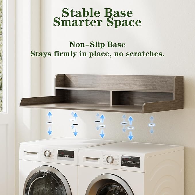 2-Tier Washer Dryer Countertop, Laundry Room Organization and Storage, 27.6" x 54" Wood Laundry Countertop for Washer and Dryer, Gray
