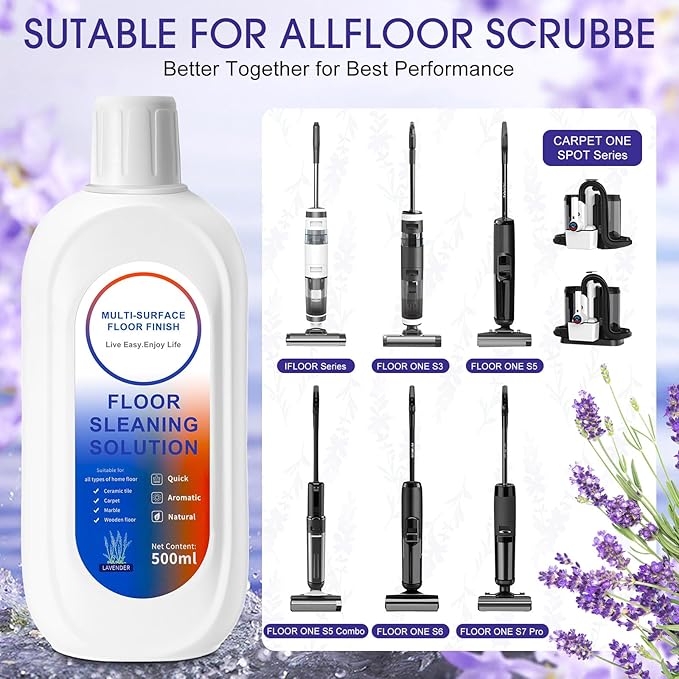 8 Pack 4000ml Floor Cleaning Solution Compatible with Tineco Floor One Ifloor Series Floors Cleaner Refill Solution Wet Dry Vacuum Mops Solutions(Lavender Scent)