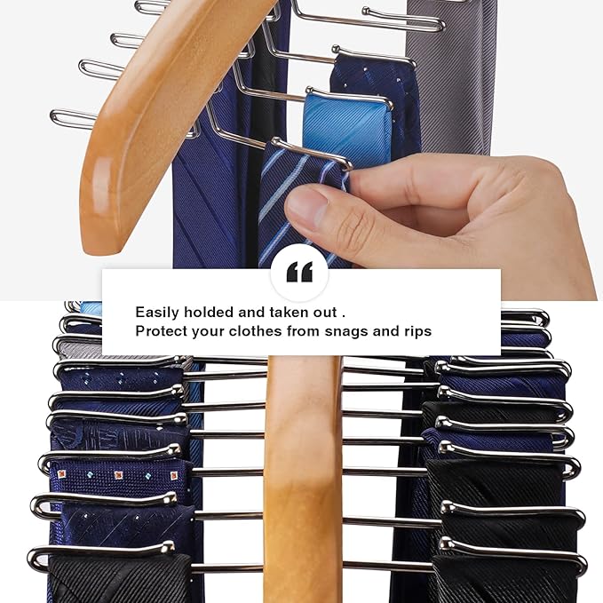 Tie Hanger 2 PCS 24 Hooks Tie Racks for Men Closet, Tie Rack with Upgraded 360°Rotating,Tie Hangers for Men,Tank Top Hanger,Neck Tie Organizer,Belts Scarves Accessories for Bras,Tank Tops