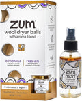 Zum Wool Dryer Balls Kit Plus Zum Mist - 3 Wool Balls with Essential Oil Blend & Room & Body Mist - Frankincense & Myrrh