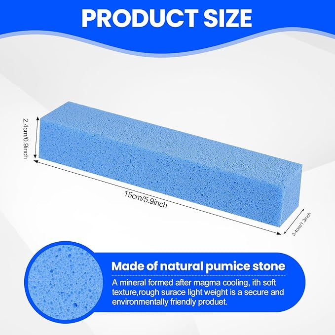 6 Pack Pumice Stone Toilet Bowl Cleaner, Pumice Stone for Cleaning, Powerfully Cleans Toilets, Bathtubs, Grills, Swimming Pools, Sinks (Blue)