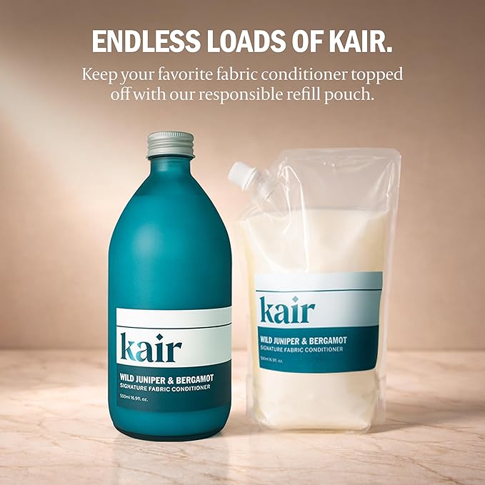 Kair Signature Fabric Conditioner - Wild Juniper & Bergamot | Plant-Based Fabric Softener, 16.9 Fl Oz, Vegan, Cruelty-Free, Biodegradable, Anti-Static Softens & Protects Fibers