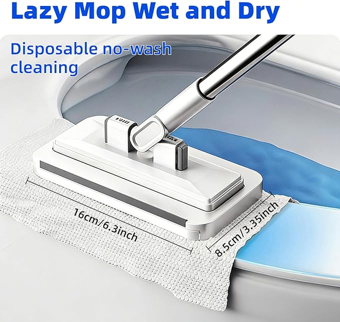 Clip on Mini Mop for Kitchen Counter & Floor – No Wash & Cloth Changing Lazy Mop | Automatic Gripping & Zero-Touch Snap-Grip System with 20 Cloths
