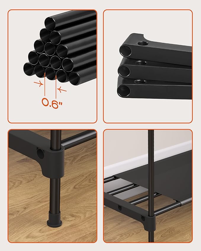 CASAMAYA Clothes Rack, Portable Closet, 81.1 Inch Large Capacity Wardrobe Closet, Clothes Storage Organizer with Shelves and 3 Hanging Rods, Easy to Assembly, Black PCT033B01