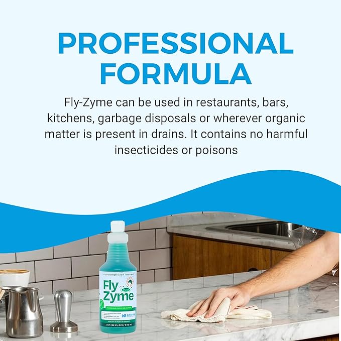 Fly-Zyme, Highly Concentrated Enzyme Drain Cleaner for Pipes, Drain Gel for Fruit Flies, Organic Waste Degrader & Odor Neutralizer, 32 fl oz, Pack of 2