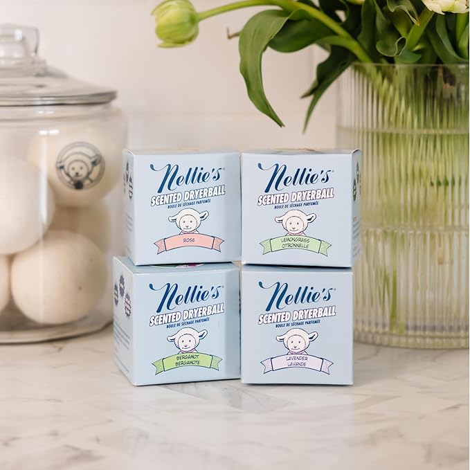 Nellie's Scented Wool Dryerball - Rose Scented - Made with 100% Pure New Zealand Wool and Lasts Approximately 50 Drying Loads - Silent in Your Dryer!