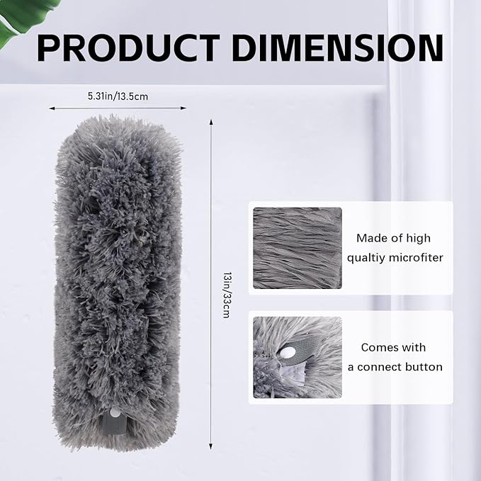 Reusable Microfiber Duster Refills Compatible with OXO & MR.SIGA Duster - Washable Duster for Household Cleaning Dusting Furniture Blind Ceiling Fan - 6Pack Grey (Handle NOT Included