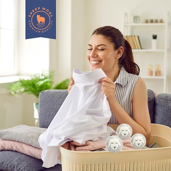 Wool Dryer Balls Handmade 3 Pack XL,Organic Laundry Dryer Balls,100% New Zealand Wool Natural Fabric Softener,Reusable 1000 Loads,Wrinkles Free, Shorten Drying Time,Baby Safe (3 Pack,Sleeping Sheep)