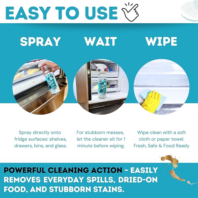 Oh Yuk Fridge Cleaner – Spray + Concentrate Combo | Makes 5 Bottles | Cleans Inside Refrigerator for Spotless, Food-Contact Safe Surfaces | Biodegradable, Vegan | Tackles Sticky Messes & Dried-On Food