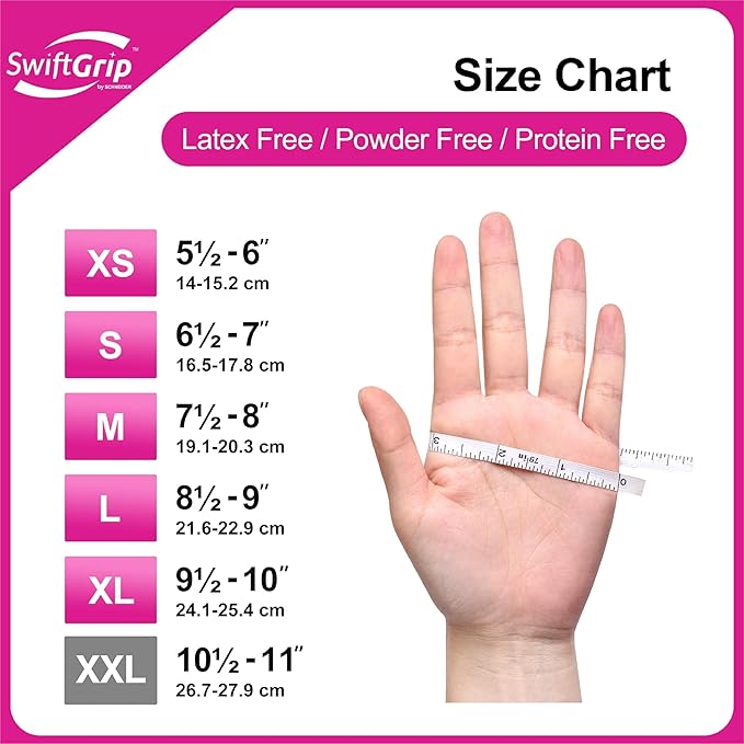 Powder-Free Nitrile Gloves, 3-mil, Disposable Nitrile Gloves, Latex-Free, Powder-Free - Pink/Fuchsia