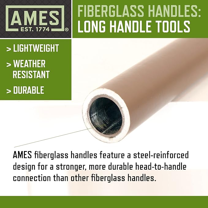 AMES 2531900 16-Inch Tempered Steel Drain Spade with Fiberglass Handle, 47