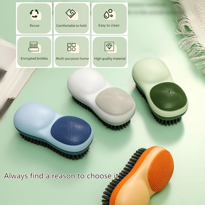 Two-Sided Laundry Stain Remover Brush, Soft Bristle for Scrubbing Out Tough Stains on Wool Cashmere Delicate Fabrics Knits Cotton Leather, Easy to Grip Hand Washing Clothes Brushes (Blue)