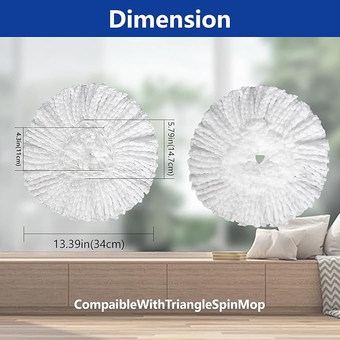New 4 Pack Mop Head Replacement Compatible with O Cedar Mop Replace Head EasyWring 1-Tank, Microfiber Spin Mops Refills, Easy Cleaning