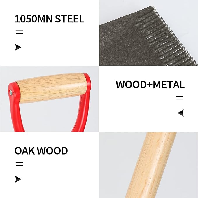 Flat Spade Garden Shovel Edging Shovels with Wooden Handle for Digging Gardening Planting Edging, 43 inches