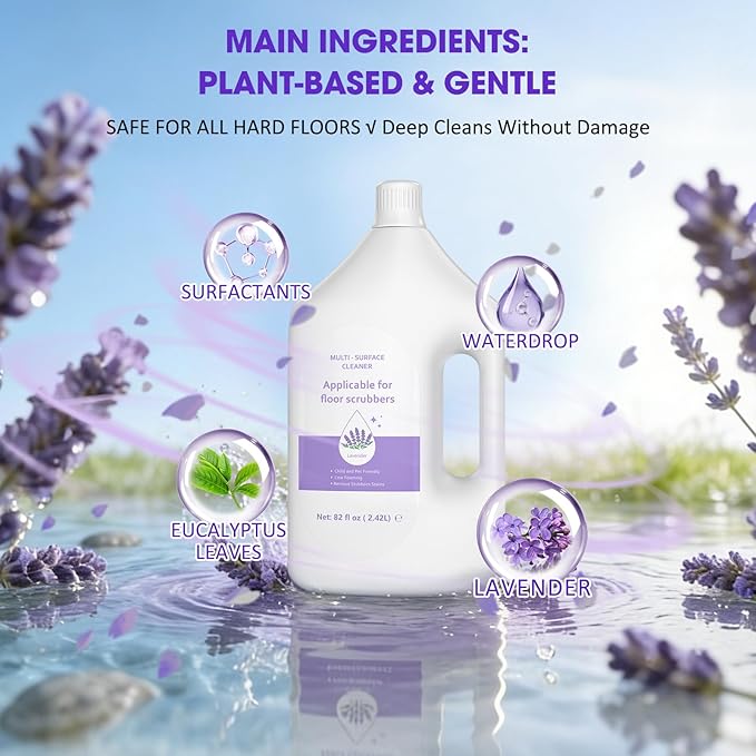 82 FL OZ/2.42 L Lavender Scented Floor Cleaning Solution Compatible with Eufy Omni C20, X8 Pro, X10 Omni, G series, L Series Robot Vacuums, Deep Cleans for Multiple Hard Floors