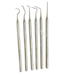 Premium Set of 12 Stainless Steel Precision Micro Probe Set Combo-Straight, Single, Short Double, Long Double, Triple and Hook Tips -Pick Tool Set 5.5"(14CM) (Set of 6 Each)