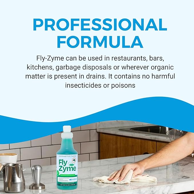 Fly-Zyme, Highly Concentrated Enzyme Drain Cleaner for Pipes, Drain Gel for Fruit Flies, Organic Waste Degrader & Odor Neutralizer, 32 fl oz