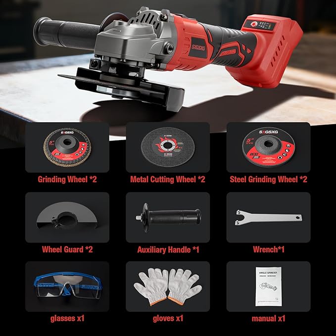 Angle Grinder Cordless for Milwaukee M18 18V Battery, Brushless, Cordless Grinder 4 1/2", Variable Speed, Electric Power M18 Angle Grinder Tool for Grinding Cutting Polishing (Battery Not Included)