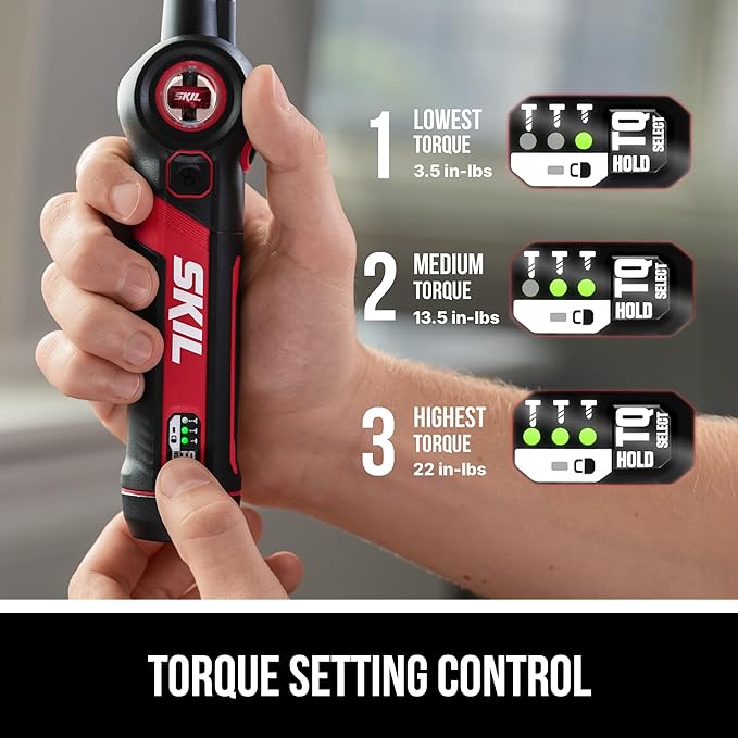 SKIL Twist 2.0 Rechargeable 4V Screwdriver with Pivoting Head, Torque Setting, USB-C Charging Cable & 2PC Bit Set-SD5619-01