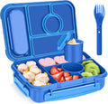 Amathley Bento Box Adult Lunch Box Kids,Lunch Containers for Adults/Kids/Toddler,5 Compartments Bento Lunch Box with Sauce Vontainers,Microwave & Dishwasher & Freezer Safe,BPA-Free (Navy)