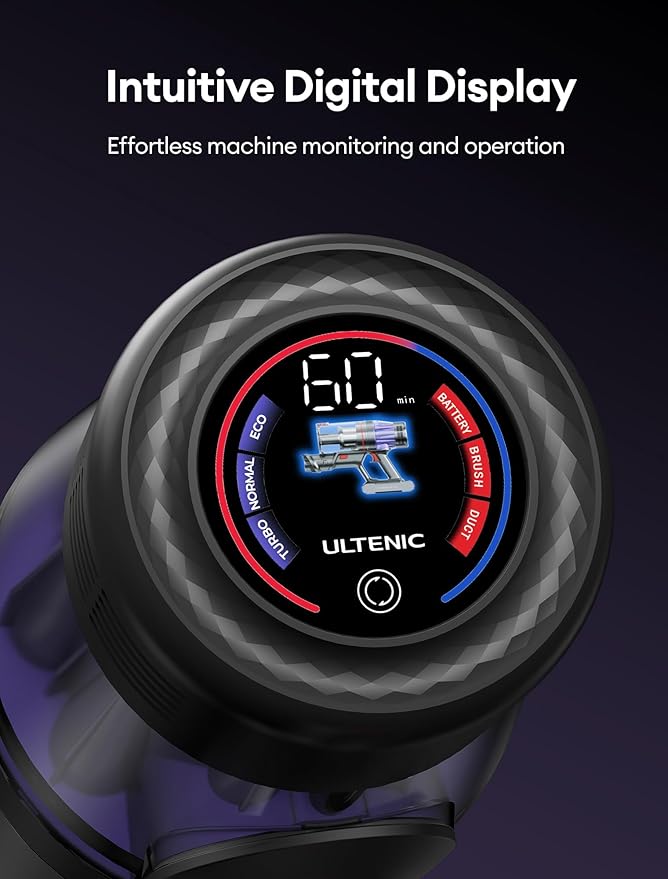 Ultenic Cordless Vacuum Cleaner, 550W/50Kpa, 60Mins Runtime, 180°Bendable Wand, Anti-Tangle Brush, Stick Vacuums Cordless with Charging Dock, for Pet Hair/Carpet/Floor/Car, U16 Flex