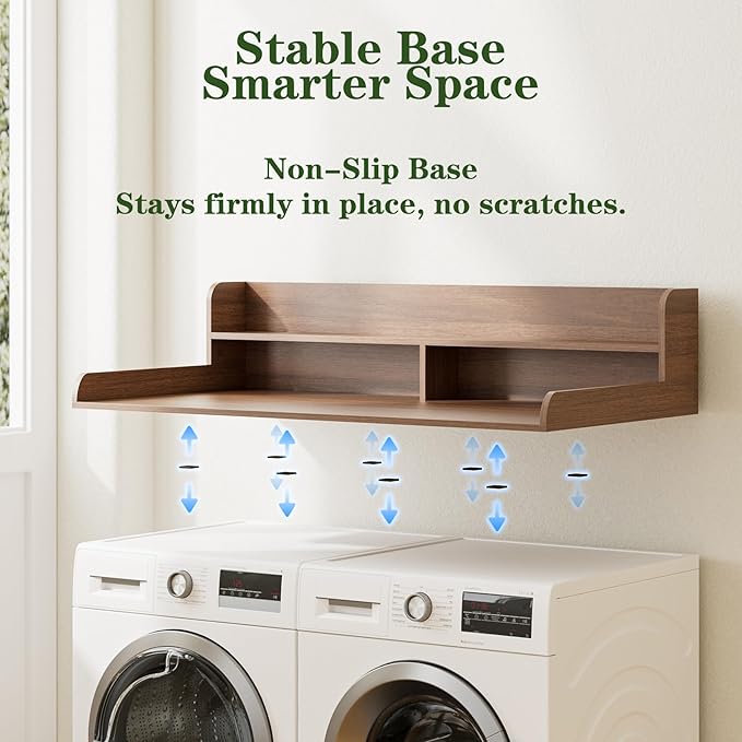 2-Tier Washer Dryer Countertop, Laundry Room Organization and Storage, 27.6" x 54" Wood Laundry Countertop for Washer and Dryer, Walnut