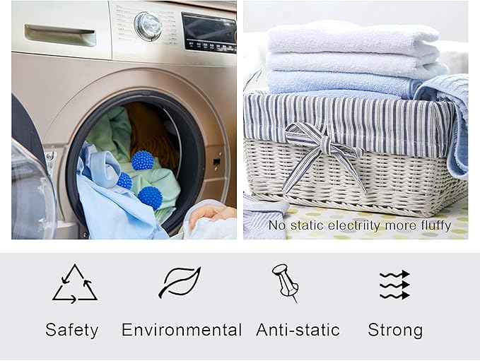 Eco Laundry Dryer Balls Reusable Silicone Soft Washing Balls Fabric Softener Alternative for Quick Drying (4 Packs)
