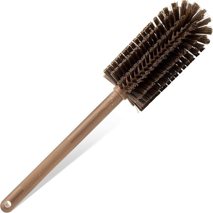 SPARTA Large Water Bottle Brush Ideal for Wide-Mouth Jars, Bottles and Tumblers, Dishwashing Tool with Handle for Home and Commercial Kitchens, Plastic, 16 Inches, Brown, (Pack of 4)