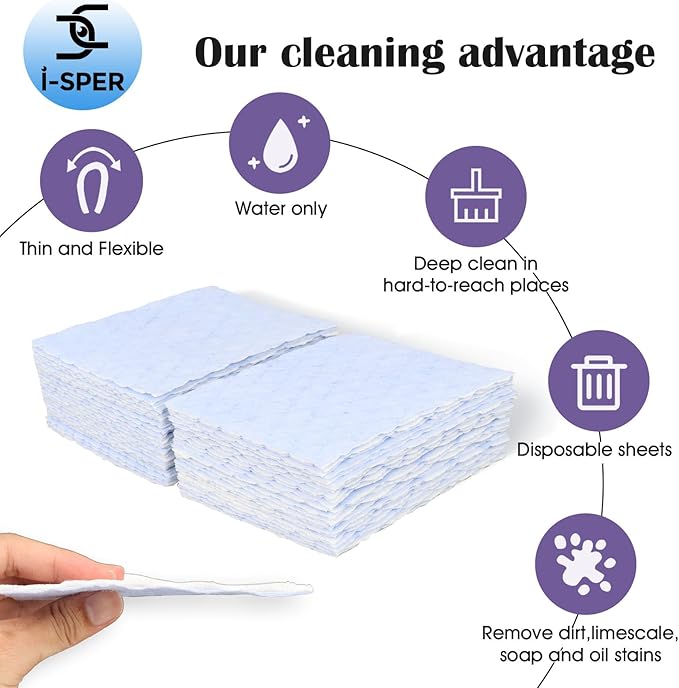 24 Pack Light Scouring Pad with Foam, Triple Cleaning Scrub Pad Singles Heavy Duty Household Non-Scratch Abrasive Hand Pad Multi Surface Magic Sponge Eraser Sheets for Home Surfaces Indoor Cleaning