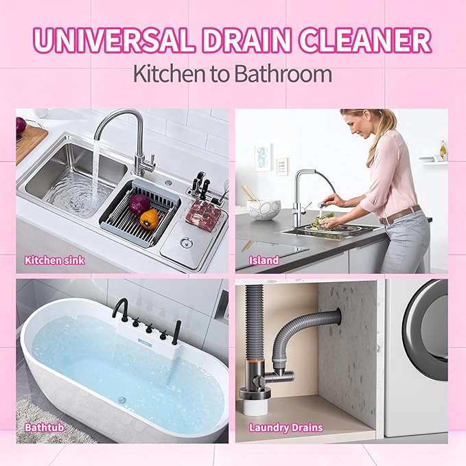 Foaming Drain Cleaner for Household Clogs – Slow-Release Formula for Kitchen & Bathroom Drains (2 pack)
