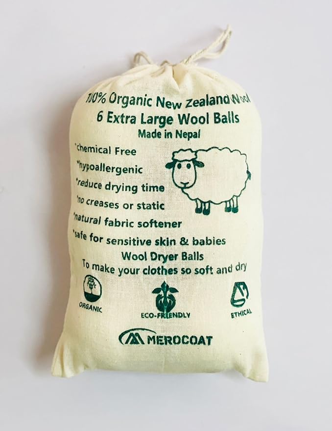 Wool Dryer Balls (Set of 6) - 7cm Handmade XL Natural, Chemical-Free, Sustainable Laundry Balls