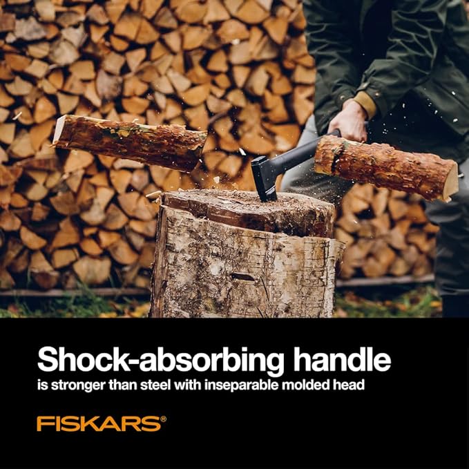 Fiskars X11 Splitting Axe Hatchet, 17" Tree Branch Cutter and Wood Axe for Small Logs with Shock-Absorbing Handle