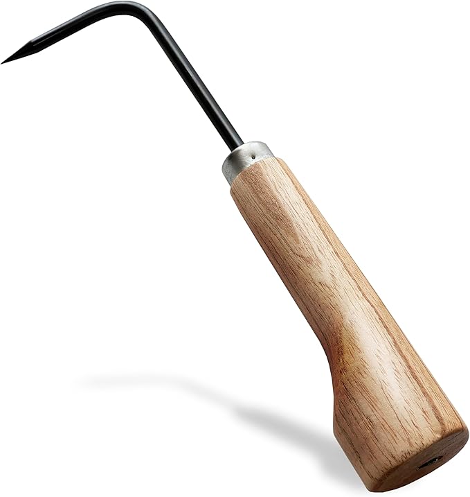 Garden Helper Single Claw Root Hook for Plants - Bonsai Repotting Tool - Heavy Duty Hardened Steel Blade with Ergonomic Wood Handle