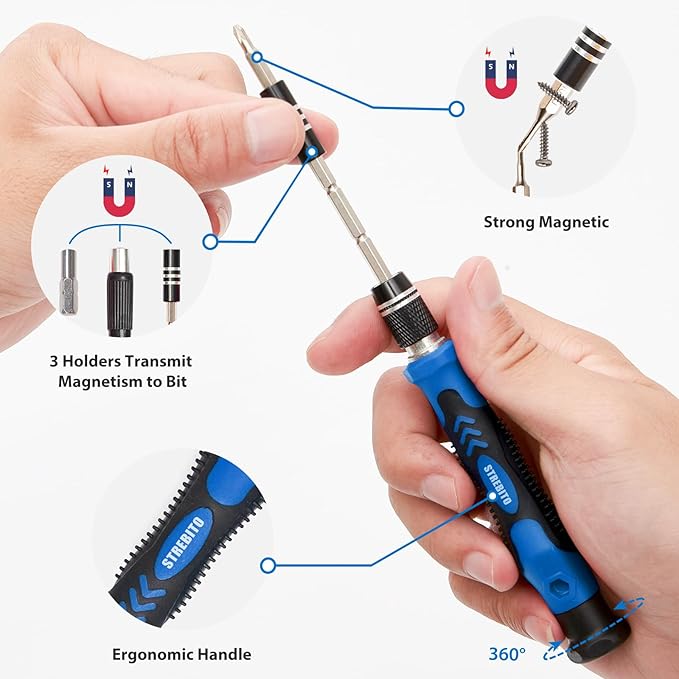 STREBITO Electronics Precision Screwdriver Sets 142-Piece with 120 Bits Magnetic Repair Tool Kit for iPhone, MacBook, Computer, Laptop, PC, Tablet, PS4, Xbox, Nintendo, Game Console
