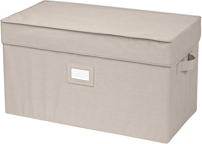 Covermates Keepsakes - Storage Box - Heavy Duty Polyester - Reinforced Handles - ID Window - Indoor Storage - Closet Storage, Beige Heather