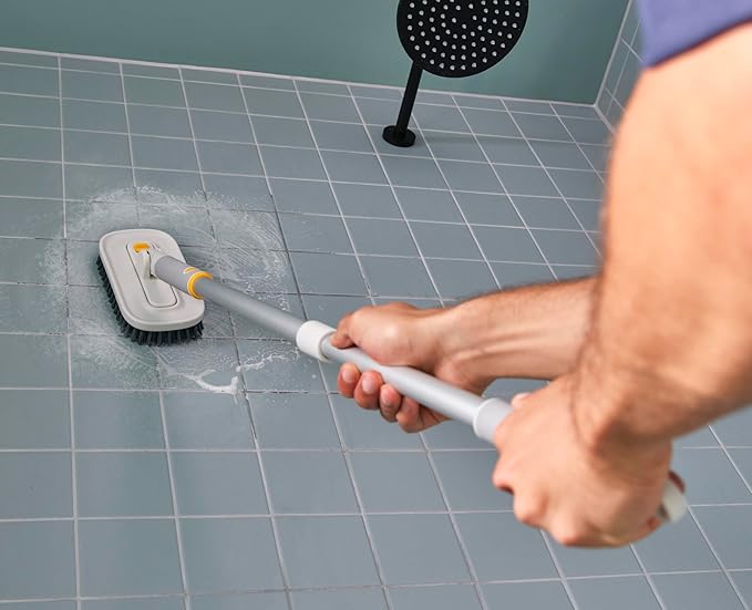 Joseph Joseph CleanTech 2-in-1 Tile and Tub Scrubber and Grout Cleaning Brush with V-Shaped Bristles