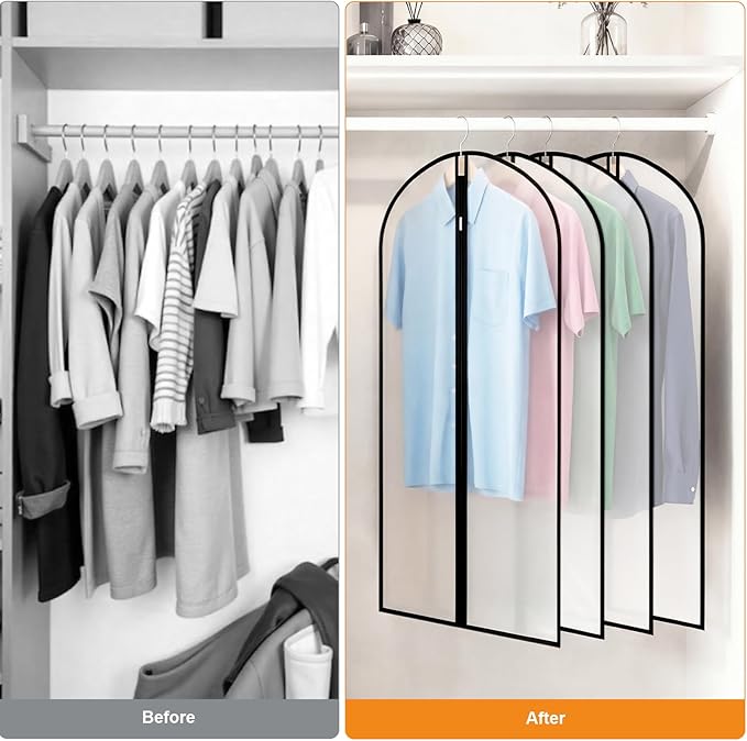 12 Pack Garment Bags 60 * 100cm, 40in PEVA Translucent Garment Covers, Suit Storage Bags, Dress Organizer Bags Used To Protect Shirts, Winter Coats, Jackets