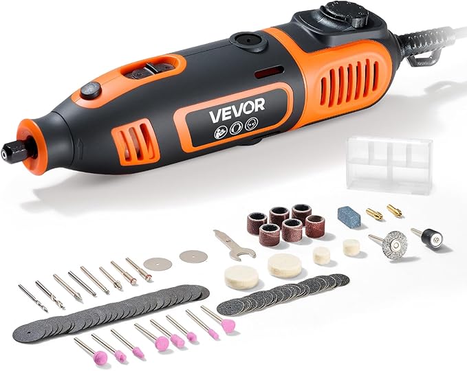 VEVOR 84-Piece Rotary Tool Kit, 200W Mini Power Rotary Tool Corded, 6-Level Speed 8000-40000 RPM Multi-Purpose DIY Tools for Engraving, Sanding, Polishing, Carving, Grinding, Cutting, DIY Crafts