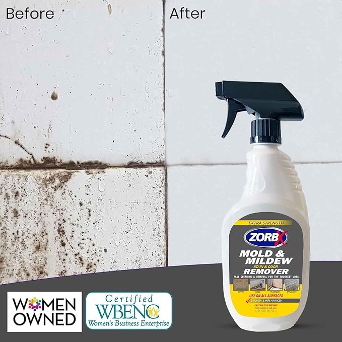 ZORBX Extra Strength Remover & Cleaner Spray 24 FL Oz – Scrub Free Formula - Bleach Free Stain & Smell Eliminator for Shower, Bathroom, Ceiling, Carpet, Cars, Walls & Wood