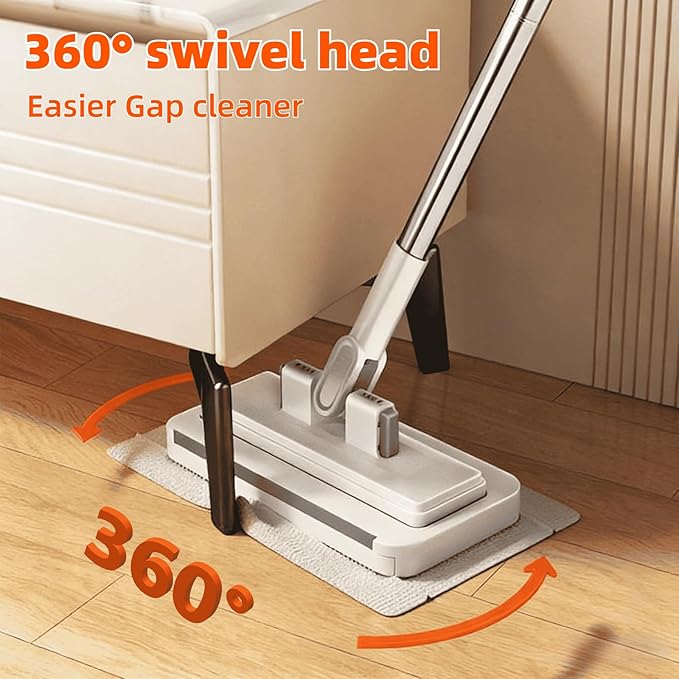 Cloth Changing Mini Mop with a Mini Foldable Desktop Mop, Flat Dust Mop for Dry Wet Disposable Pads，Kitchen Cabinet Counter Wall Spills and Oily Stains Cleaning (Lazy Mops Set)