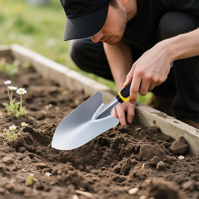 12 Pcs Garden Shovel, Aluminum Alloy Trowel, Heavy Duty Trowel Gardening Tool, Metal Hand Shovel with Ergonomic Handle, Small Shovels for Digging Weeding Planting Transplanting