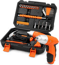 Electric Screwdriver 37pc Tool Set, Cordless & Rechargeable 3.6V Small Power Screwdriver Home Kit Set with Compact Hand Tool Box, Orange