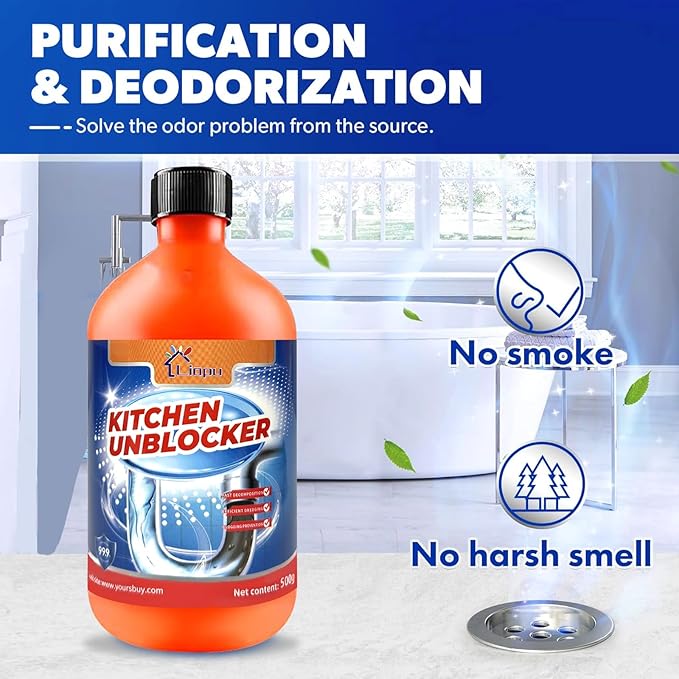 Liapu 2pcs Liquid Plumber Drain Cleaner, Drain Clog Remover, Kitchen Strength Hair Eliminator Gel Clog Remover Bathroom Cleaning Supplies for All Septic Systems And Pipes