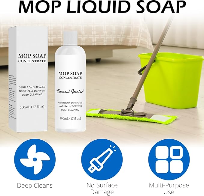 Mop Soap Brazilian Waves, Mop Soap for Floor Cleaning in Kitchen & Bathroom, Fresh Fragrance, Low-Suds Multi-Surface Floor Cleaner for Tile, Hardwood, Laminate & Vinyl Floors, 500ML