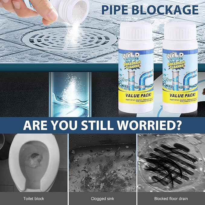 Wild Tornado Sink & Drain Cleaner Powder - Pipeline Dredging Agent for Kitchen & Bathroom (2PCS)