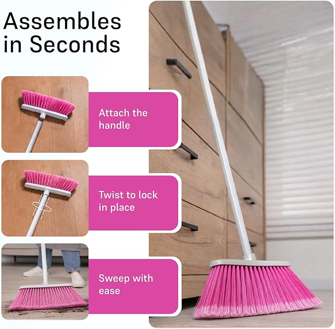 Soft Sweep Broom The Original Soft Sweep Magnetic Action Broom - 2 Pink Brooms