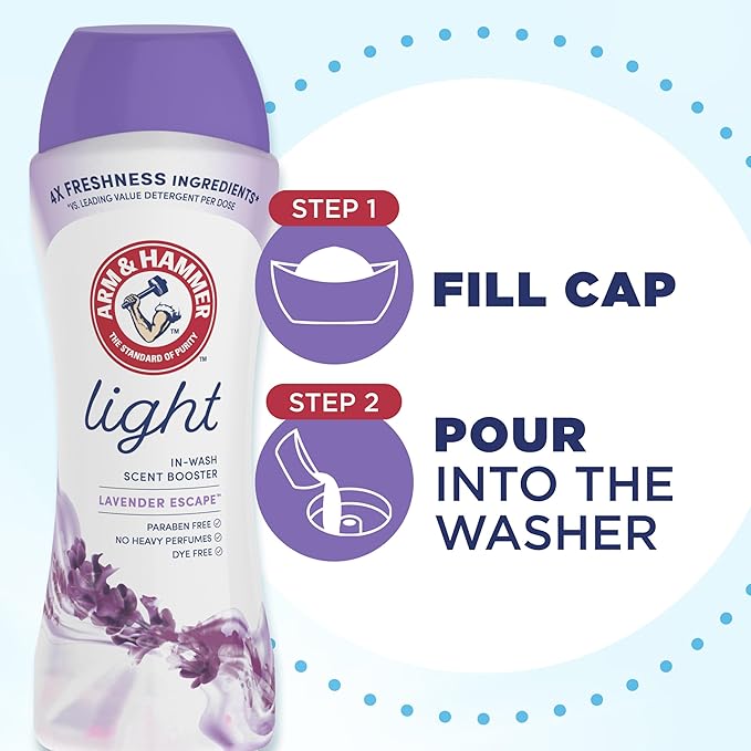 ARM & HAMMER Light In-Wash Scent Booster, Laundry Scent Booster Lavender Escape scent, 24 Oz