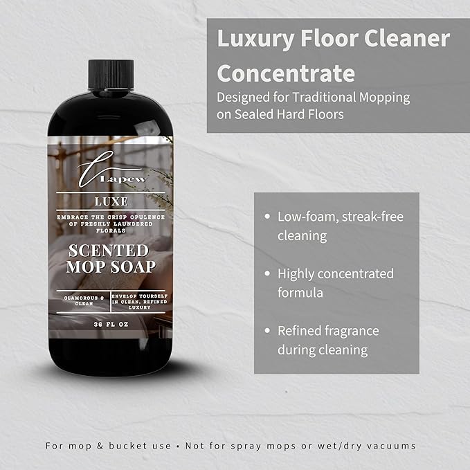 Lapew Luxe Scented Mop Soap - Luxury Floor Cleaner Concentrate for Mopping Tile, Laminate, Vinyl & Hardwood | Streak-Free, Low-Foam | 36 oz
