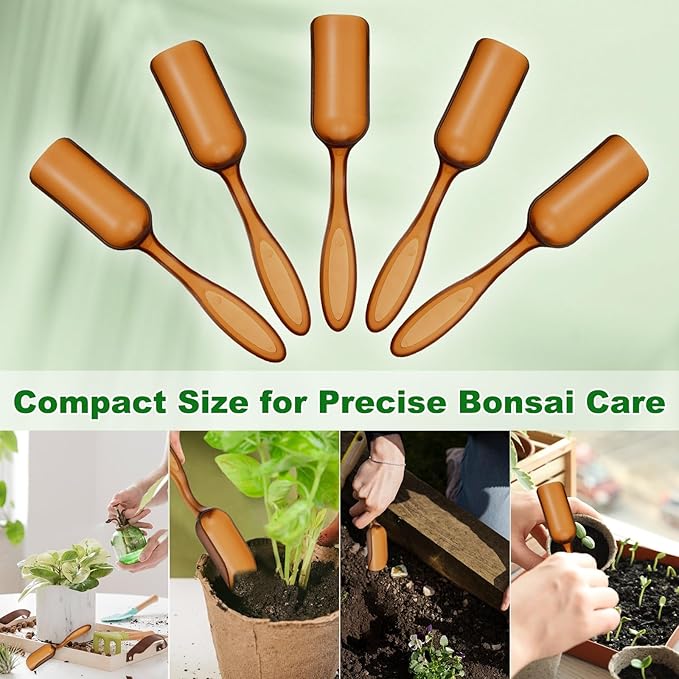 10-Pack Mini Gardening Shovel Spoons, Plastic Garden Soil Scoops for Cultivation Digging Transplanting/Flower Planting/Plant Succulent, Colorful Small Gardening Tools [Brown]