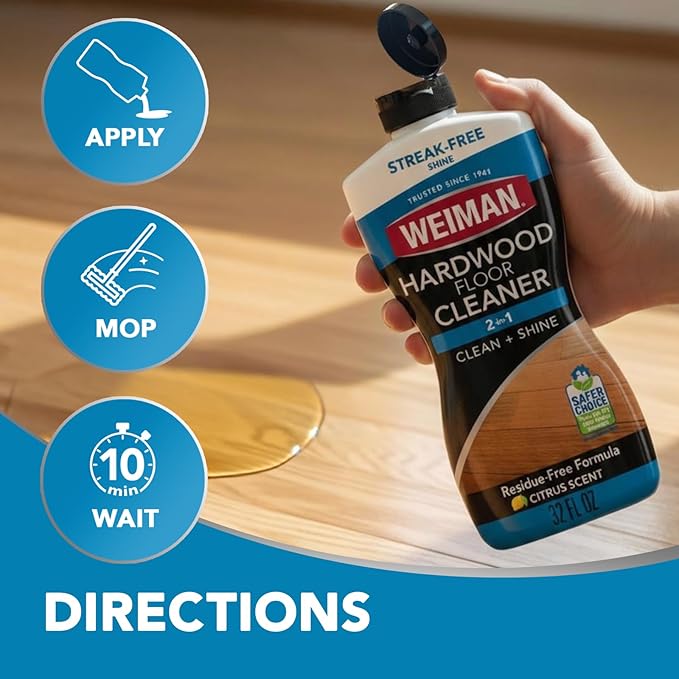 Weiman Hardwood Floor Cleaner Gallon and Refillable Squeeze Bottle - Finished Wood Surfaces